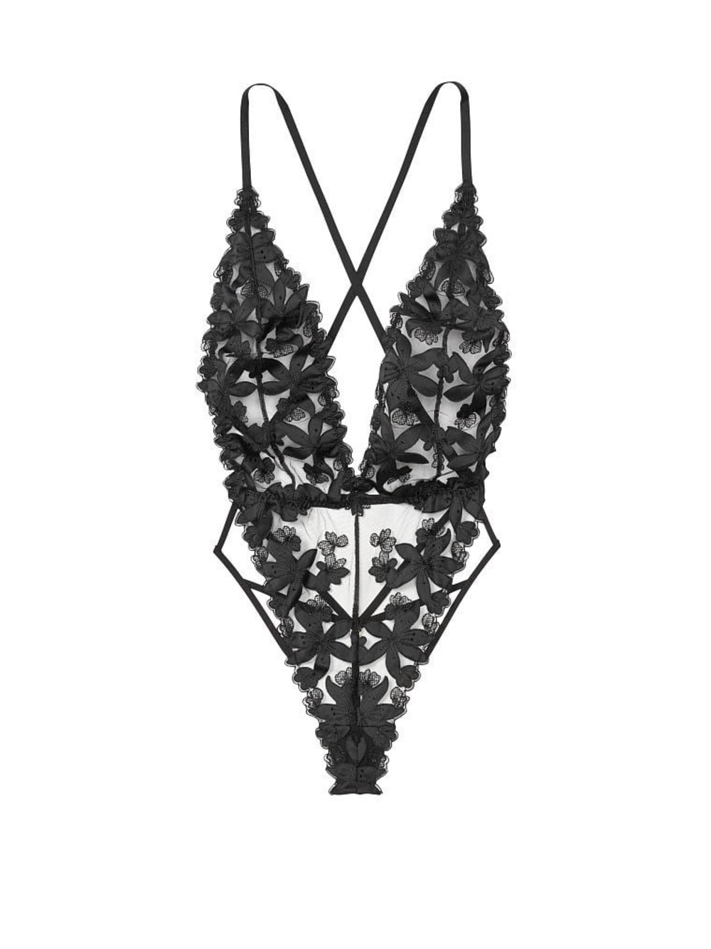 Victorias Secret Very Sexy Floral Embroidered Plunge Teddy